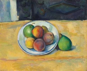 保罗·塞尚的《静物：桃与梨》