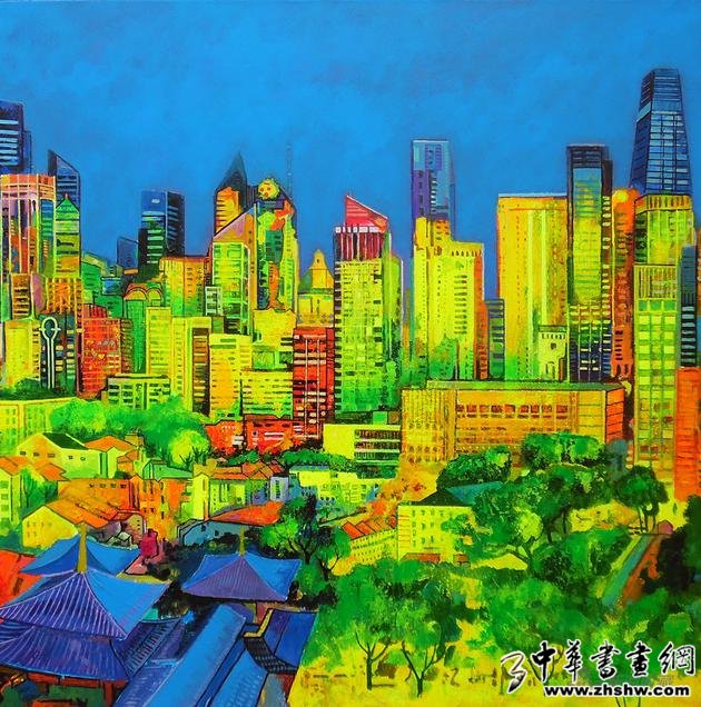 《新加坡唐人街》（120×120cm）