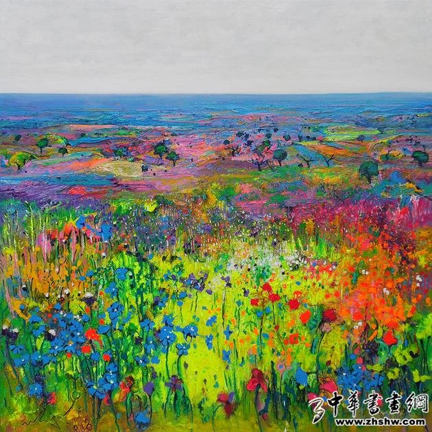 《拉曼恰田野的春之交响乐》（120×120cm）
